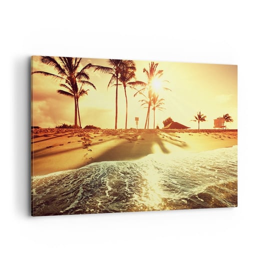 Obraz na płótnie - Kalifornijskie popołudnie - 120x80cm - Krajobraz Plaża Palma Kokosowa - Nowoczesny obraz na ścianę do salonu do sypialni ARTTOR ARTTOR
