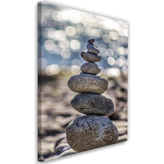 Obraz na płótnie, kamienie na plaż, 40x60 cm Feeby