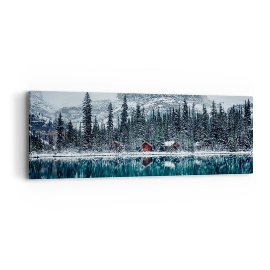 Obraz na płótnie - Kanadyjskie zacisze - 90x30cm - Krajobraz Kanada Zima - Nowoczesny Canvas obraz do salonu do sypialni ARTTOR ARTTOR