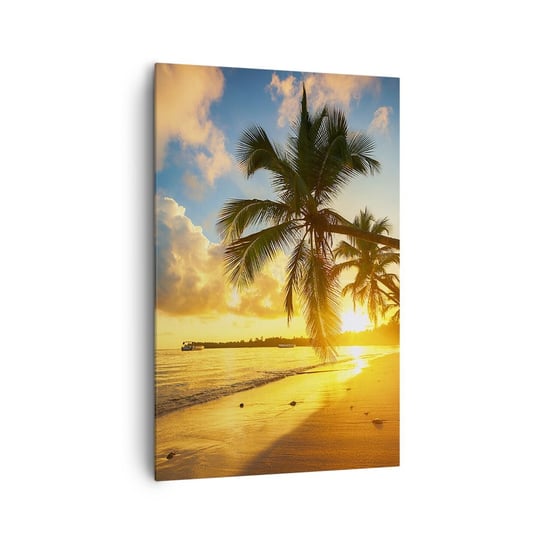 Obraz na płótnie - Karaibskie marzenie - 80x120cm - Krajobraz Palma Kokosowa Morze - Nowoczesny obraz na ścianę do salonu do sypialni ARTTOR ARTTOR
