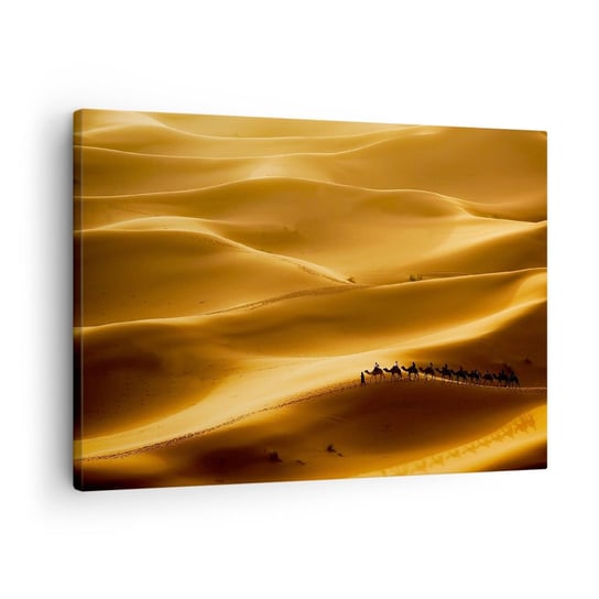 Obraz na płótnie - Karawana na falach pustyni - 70x50cm - Krajobraz Afryka Pustynia - Nowoczesny Canvas obraz do salonu do sypialni ARTTOR ARTTOR