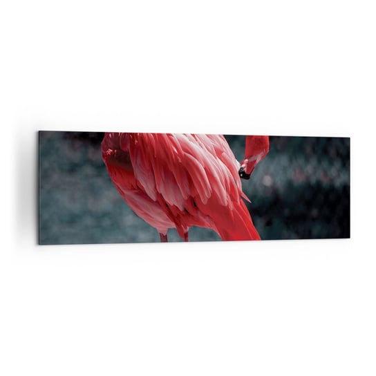 Obraz na płótnie - Karmazynowy poemat natury - 160x50cm - Flaming Ptak Natura - Nowoczesny foto obraz w ramie do salonu do sypialni ARTTOR ARTTOR