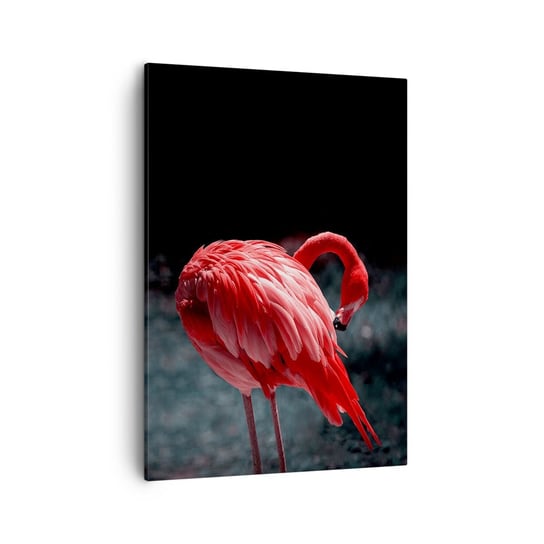 Obraz na płótnie - Karmazynowy poemat natury - 50x70cm - Flaming Ptak Natura - Nowoczesny Canvas obraz do salonu do sypialni ARTTOR ARTTOR