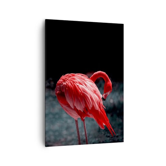 Obraz na płótnie - Karmazynowy poemat natury - 70x100cm - Flaming Ptak Natura - Nowoczesny foto obraz w ramie do salonu do sypialni ARTTOR ARTTOR