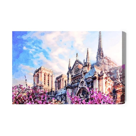 Obraz Na Płótnie Katedra Notre Dame Pośród Kwiatów 40x30 NC Inna marka