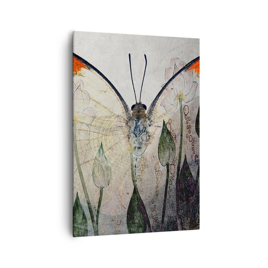 Obraz na płótnie - "Kędy się motyl kołysa na trawie" - 70x100cm - Abstrakcja Motyl Natura - Nowoczesny foto obraz w ramie do salonu do sypialni ARTTOR ARTTOR