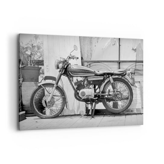 Obraz na płótnie - Klasyka ponad wszystko - 100x70cm - Motocykl Vintage Motor Podróż - Nowoczesny foto obraz w ramie do salonu do sypialni ARTTOR ARTTOR
