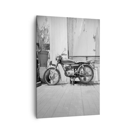 Obraz na płótnie - Klasyka ponad wszystko - 70x100cm - Motocykl Vintage Motor Podróż - Nowoczesny foto obraz w ramie do salonu do sypialni ARTTOR ARTTOR