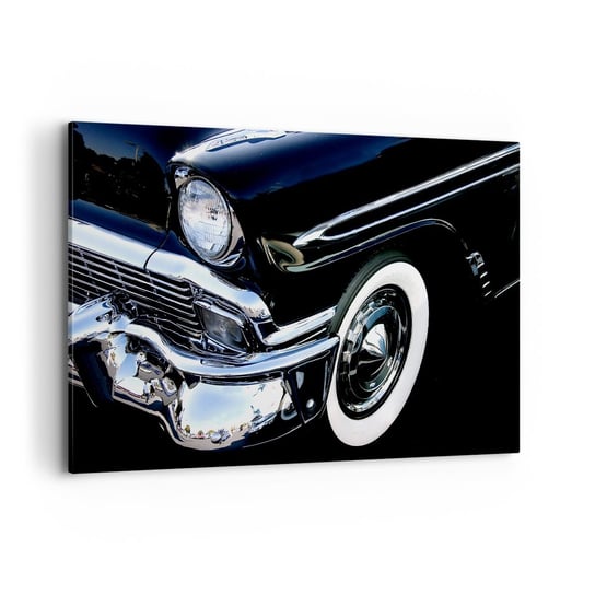 Obraz na płótnie - Klasyka w srebrze, czerni i bieli - 120x80 cm - Obraz nowoczesny - Motoryzacja, Samochód, Biało-Czarny, Podróże, Chromowane Elementy - AA120x80-1451 ARTTOR