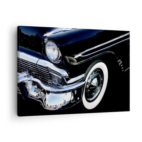Obraz na płótnie - Klasyka w srebrze, czerni i bieli - 70x50cm - Motoryzacja Samochód Biało-Czarny - Nowoczesny Canvas obraz do salonu do sypialni ARTTOR ARTTOR