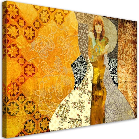 Obraz na płótnie, Klimt Kobieta na ozdobnym tle - 120x80 Inna marka