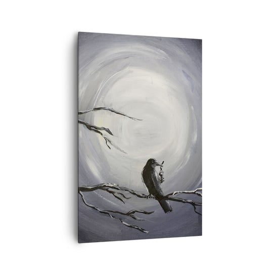 Obraz na płótnie - Klucz do tajemnicy nocy - 80x120cm - Abstrakcja Wrona Ptak - Nowoczesny obraz na ścianę do salonu do sypialni ARTTOR ARTTOR