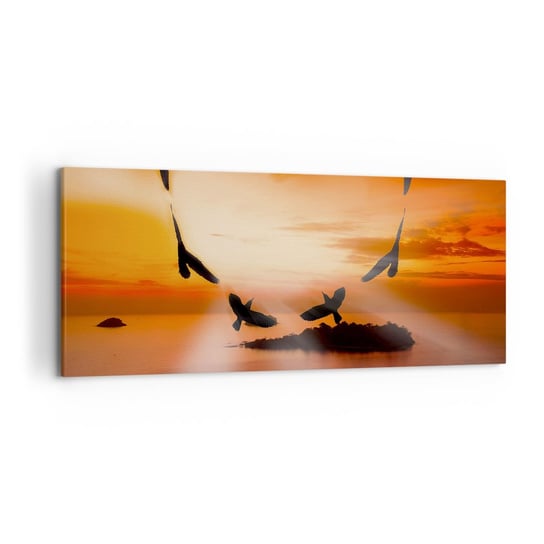 Obraz na płótnie - Kochaj świat jak ptaki - 120x50cm - Krajobraz Morze Abstrakcja - Nowoczesny obraz na ścianę do salonu do sypialni ARTTOR ARTTOR