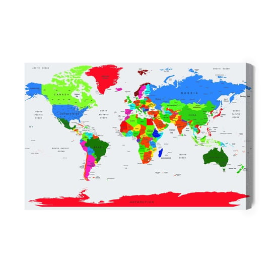 Obraz Na Płótnie Kolorowa Mapa Polityczna Świata 100x70 NC Inna marka