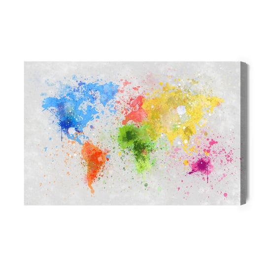 Obraz Na Płótnie Kolorowa Mapa Świata Malowana Akwarelą 100x70 Inna marka