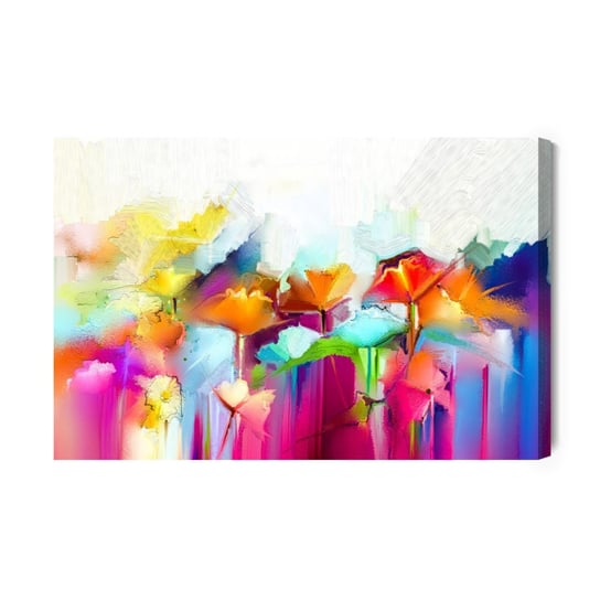 Obraz Na Płótnie Kolorowe Abstrakcyjne Kwiaty 90x60 Inna marka