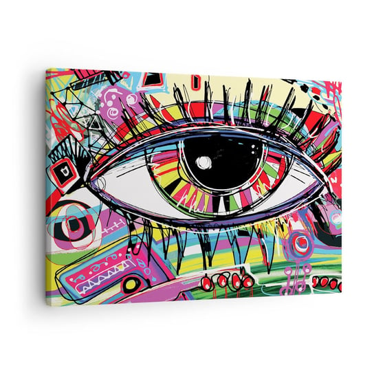 Obraz na płótnie - Kolorowe oko - kolorowa dusza - 70x50cm - Abstrakcja Oko Grafika - Nowoczesny Canvas obraz do salonu do sypialni ARTTOR ARTTOR