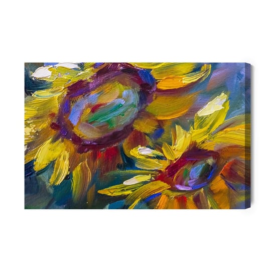 Obraz Na Płótnie Kolorowe Słoneczniki Jak Malowane 120x80 Inna marka