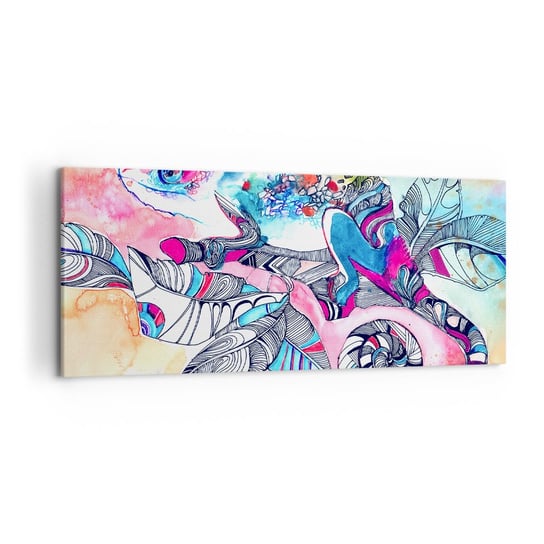 Obraz na płótnie - Kolorowy jak nasz świat - 120x50cm - Kameleon Abstrakcja Natura - Nowoczesny obraz na ścianę do salonu do sypialni ARTTOR ARTTOR