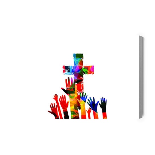 Obraz Na Płótnie Kolorowy Krzyż Chrześcijański 100x70 NC Inna marka