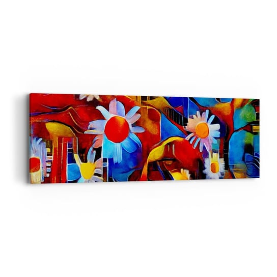Obraz na płótnie - Kolory życia - 90x30cm - Abstrakcja Kubizm Sztuka - Nowoczesny Canvas obraz do salonu do sypialni ARTTOR ARTTOR