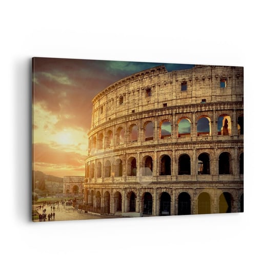 Obraz na płótnie - Kolosalne wrażenie - 100x70cm - Koloseum Rzym Architektura - Nowoczesny foto obraz w ramie do salonu do sypialni ARTTOR ARTTOR