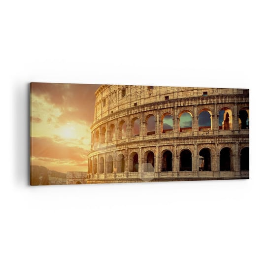 Obraz na płótnie - Kolosalne wrażenie - 120x50cm - Koloseum Rzym Architektura - Nowoczesny obraz na ścianę do salonu do sypialni ARTTOR ARTTOR