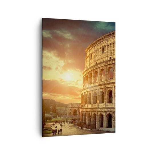 Obraz na płótnie - Kolosalne wrażenie - 70x100cm - Koloseum Rzym Architektura - Nowoczesny foto obraz w ramie do salonu do sypialni ARTTOR ARTTOR