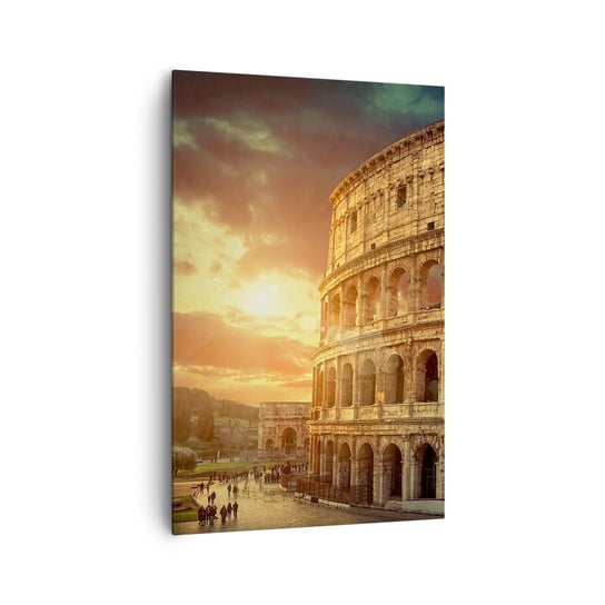 Obraz na płótnie - Kolosalne wrażenie - 80x120cm - Koloseum Rzym Architektura - Nowoczesny obraz na ścianę do salonu do sypialni ARTTOR ARTTOR
