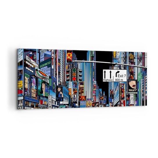 Obraz na płótnie - Komiksowa wielka noc - 100x40cm - Miasto Architektura Nowy Jork - Nowoczesny foto obraz w ramie do salonu do sypialni ARTTOR ARTTOR