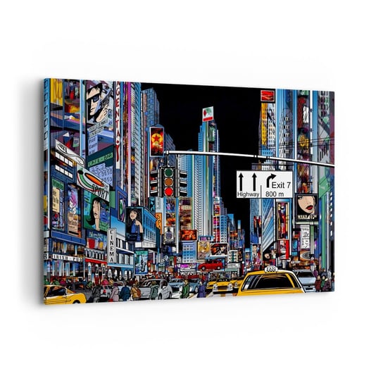 Obraz na płótnie - Komiksowa wielka noc - 100x70cm - Miasto Architektura Nowy Jork - Nowoczesny foto obraz w ramie do salonu do sypialni ARTTOR ARTTOR