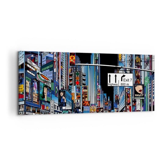 Obraz na płótnie - Komiksowa wielka noc - 120x50cm - Miasto Architektura Nowy Jork - Nowoczesny obraz na ścianę do salonu do sypialni ARTTOR ARTTOR