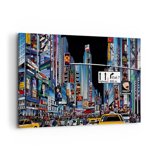 Obraz na płótnie - Komiksowa wielka noc - 120x80cm - Miasto Architektura Nowy Jork - Nowoczesny obraz na ścianę do salonu do sypialni ARTTOR ARTTOR