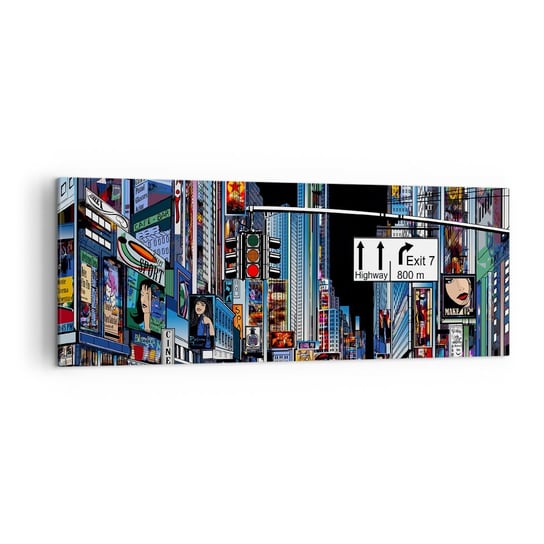 Obraz na płótnie - Komiksowa wielka noc - 140x50cm - Miasto Architektura Nowy Jork - Nowoczesny Canvas obraz do salonu do sypialni ARTTOR ARTTOR