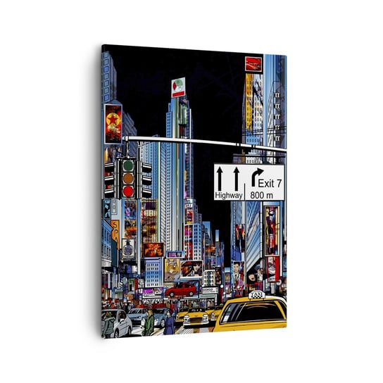Obraz na płótnie - Komiksowa wielka noc - 50x70cm - Miasto Architektura Nowy Jork - Nowoczesny Canvas obraz do salonu do sypialni ARTTOR ARTTOR