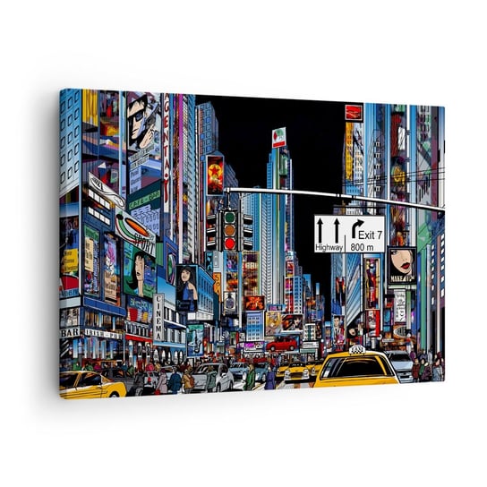 Obraz na płótnie - Komiksowa wielka noc - 70x50cm - Miasto Architektura Nowy Jork - Nowoczesny Canvas obraz do salonu do sypialni ARTTOR ARTTOR