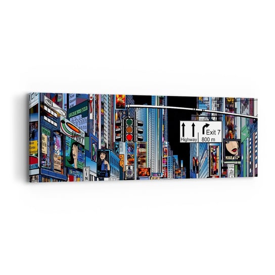 Obraz na płótnie - Komiksowa wielka noc - 90x30cm - Miasto Architektura Nowy Jork - Nowoczesny Canvas obraz do salonu do sypialni ARTTOR ARTTOR