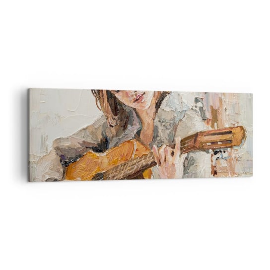 Obraz na płótnie - Koncert na gitarę i dziewczęce serce - 140x50cm - Gitara Muzyka Dziewczyna - Nowoczesny Canvas obraz do salonu do sypialni ARTTOR ARTTOR