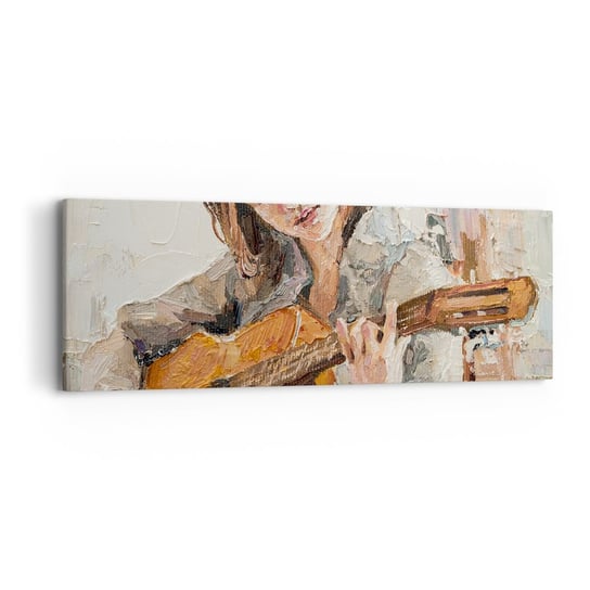Obraz na płótnie - Koncert na gitarę i dziewczęce serce - 90x30cm - Gitara Muzyka Dziewczyna - Nowoczesny Canvas obraz do salonu do sypialni ARTTOR ARTTOR