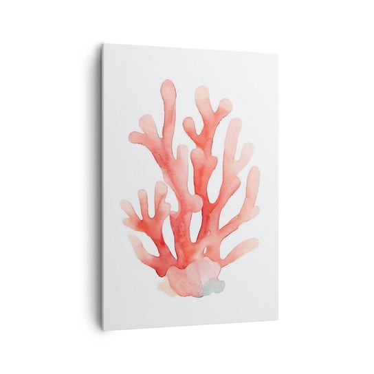 Obraz na płótnie - Koral koloru koralowego - 70x100cm - Rafa Koralowa Nadmorski Minimalizm - Nowoczesny foto obraz w ramie do salonu do sypialni ARTTOR ARTTOR