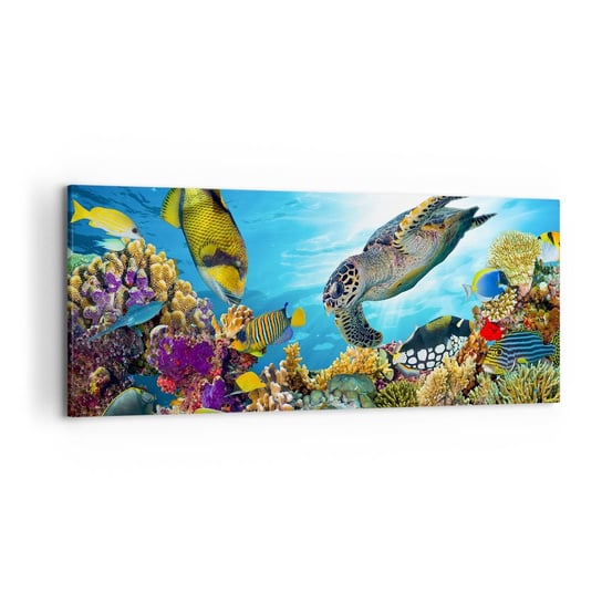 Obraz na płótnie - Koralowa promenada - 120x50cm - Rafa Koralowa Morze Podwodny Świat - Nowoczesny obraz na ścianę do salonu do sypialni ARTTOR ARTTOR