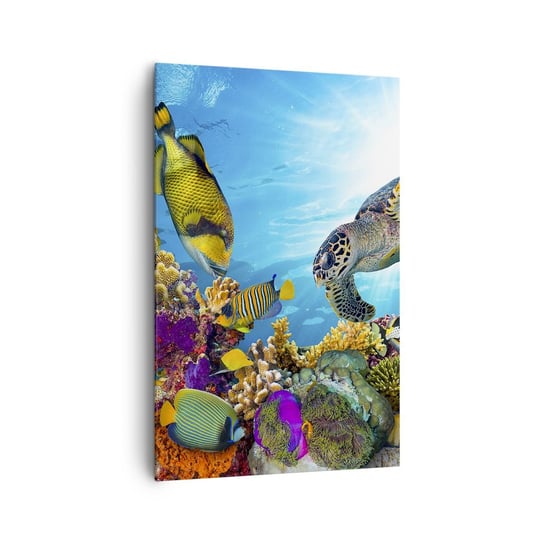 Obraz na płótnie - Koralowa promenada - 80x120cm - Rafa Koralowa Morze Podwodny Świat - Nowoczesny obraz na ścianę do salonu do sypialni ARTTOR ARTTOR
