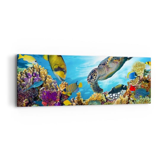 Obraz na płótnie - Koralowa promenada - 90x30cm - Rafa Koralowa Morze Podwodny Świat - Nowoczesny Canvas obraz do salonu do sypialni ARTTOR ARTTOR