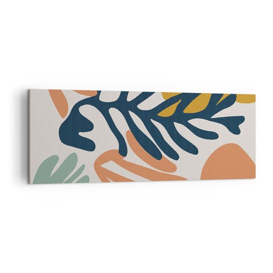 Obraz na płótnie - Koralowe morza - 140x50cm - Boho Minimalistyczny Liść - Nowoczesny Canvas obraz do salonu do sypialni ARTTOR ARTTOR