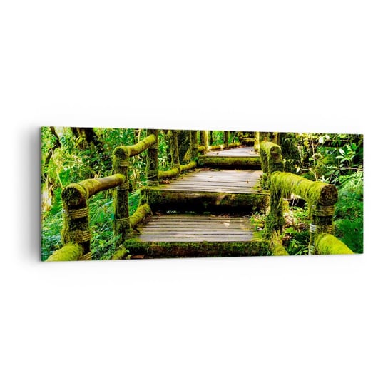 Obraz na płótnie - Korytarzem zieleni - 140x50cm - Natura Krajobraz Las - Nowoczesny Canvas obraz do salonu do sypialni ARTTOR ARTTOR