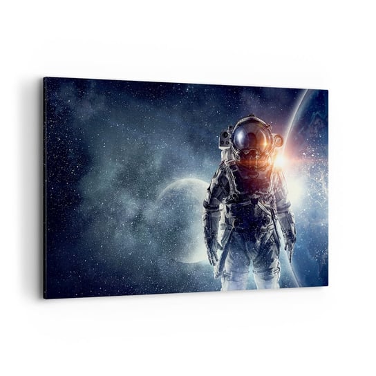 Obraz na płótnie - Kosmiczna przygoda - 120x80cm - Kosmos Astronauta Gwiazdy - Nowoczesny obraz na ścianę do salonu do sypialni ARTTOR ARTTOR