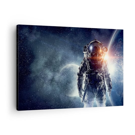 Obraz na płótnie - Kosmiczna przygoda - 70x50cm - Kosmos Astronauta Gwiazdy - Nowoczesny Canvas obraz do salonu do sypialni ARTTOR ARTTOR