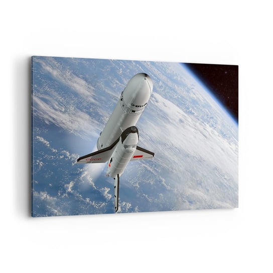 Obraz na płótnie - Kosmiczne wniebowstąpienie - 120x80cm - Kosmos Sputnik Rakieta Kosmiczna - Nowoczesny obraz na ścianę do salonu do sypialni ARTTOR ARTTOR