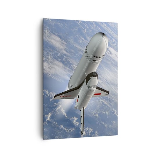 Obraz na płótnie - Kosmiczne wniebowstąpienie - 70x100cm - Kosmos Sputnik Rakieta Kosmiczna - Nowoczesny foto obraz w ramie do salonu do sypialni ARTTOR ARTTOR