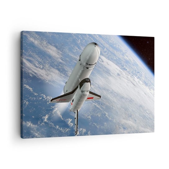 Obraz na płótnie - Kosmiczne wniebowstąpienie - 70x50cm - Kosmos Sputnik Rakieta Kosmiczna - Nowoczesny Canvas obraz do salonu do sypialni ARTTOR ARTTOR